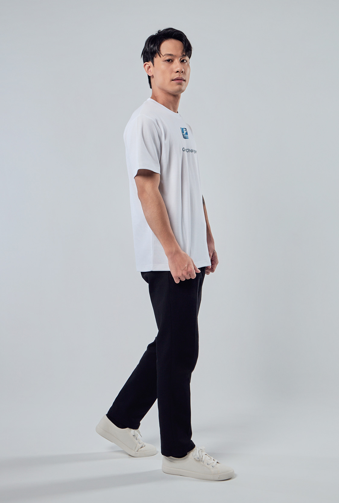 混紡機能T恤正面膠膜轉印細節展示