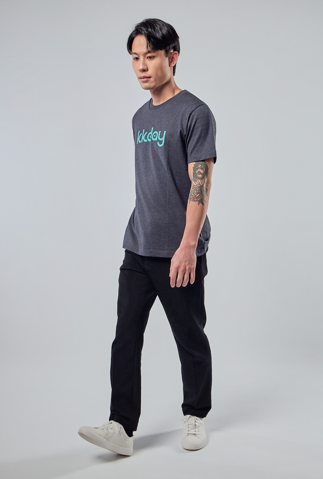 混紡精疏T恤 布面磨毛細節